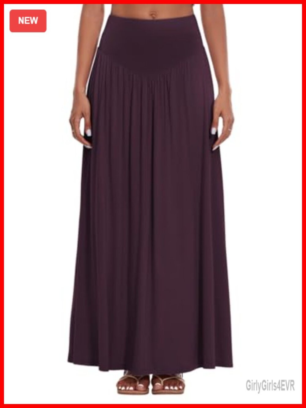 Women's Modal Blend Maxi Skirt Elastic V Waist A-Line Lounge Casual